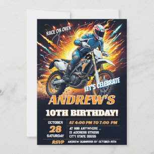 Custom Motocross Dirt Bike Birthday Biker party Invitation