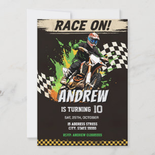 Custom Motocross Dirt Motorbike for boy Birthday Invitation