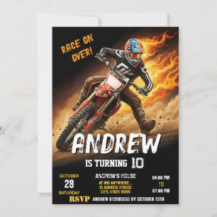 Custom Motocross Dirt Motorbike modern Birthday Invitation