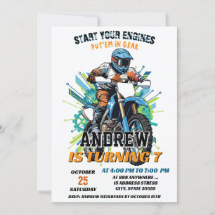Custom Motocross Racing Dirt Boy Biker Birthday Invitation