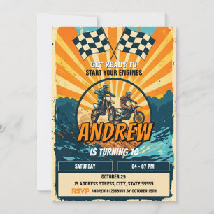 Custom Motocross Racing Dirt Motorbike Birthday Invitation