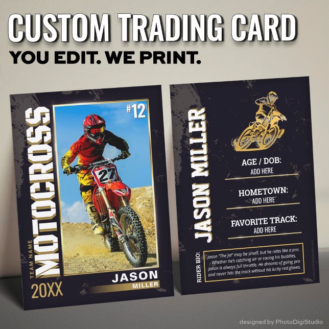 Custom Motocross Trading Card, Editable Dirt Bike  Calling Card (Custom Motocross Trading Card, Editable Dirt Bike Card)