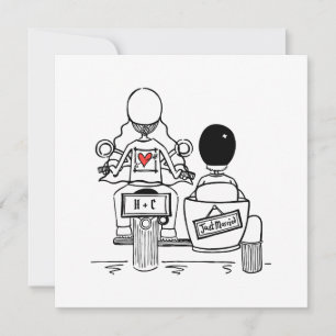 Custom Motorbike and Sidecar Evening Invitation
