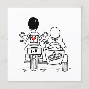 Custom Motorbike and Sidecar Wedding Invitation