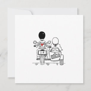 Custom Motorbike and Sidecar Wedding Invitation