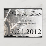 Custom Motorcycle Biker Save the Date Postcard<br><div class="desc">Custom Motorcycle Biker Save the Date Postcard. Custom save the date motorcycle postcards for your wedding guests!! Complete with a great photography of a motorcycle that I took (copyright Julie Farrell) A great wedding postcard for you biker themed wedding! MATCHING INVITATIONS AVILABLE AS WELL, JSUT SCROLL DOWN THE PAGE AND...</div>