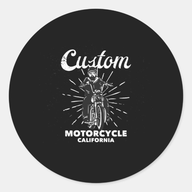 custom motorcycle california classic round sticker (Front)