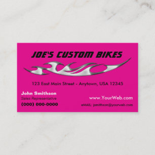 Custom Motorcycle Chrome Flame Custom Bike Shop Business Card