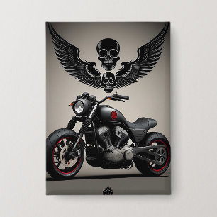 Custom Motorcycle with Skull and Wing Graphic