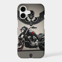 Custom Motorcycle with Skull and Wing Graphic