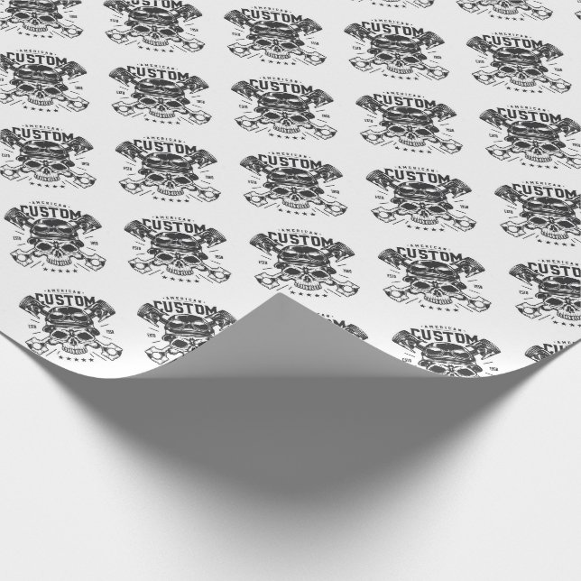Custom Motorcycles Viking Skull Wrapping Paper (Corner)