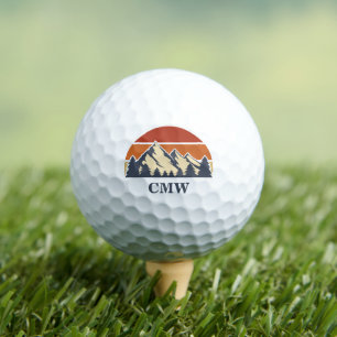 Custom Mountain Sunset Monogram Golf Balls