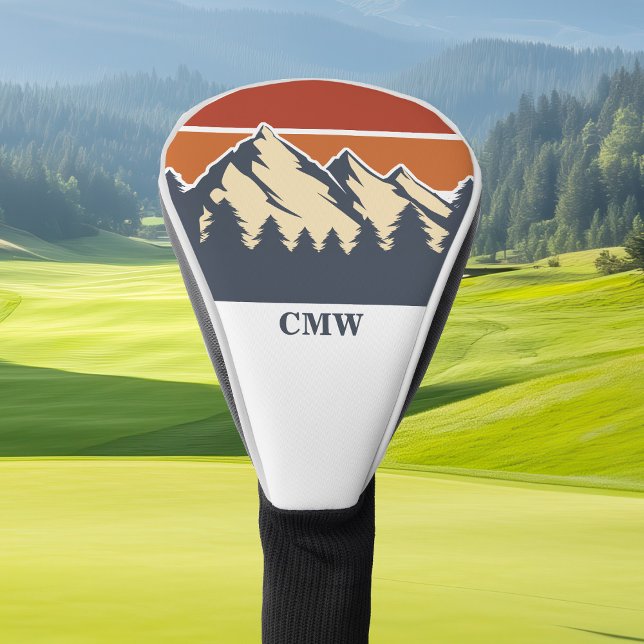 Custom Mountain Sunset Monogram Golf Head Cover (Creator Uploaded)