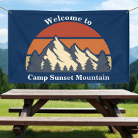 Custom Mountain Sunset Nature Camp Blue Welcome