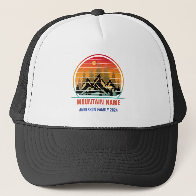 Custom Mountains Family Camping Trucker Hat (Front)