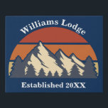 Custom Mountains Sunset Log Cabin Home Blue Faux Canvas Print<br><div class="desc">This awesome sunset over rocky mountains in nature makes a great image for custom wall art in a family log cabin in the woods or forest. Just add your own last name and the year with our personalisation tool plus your established date for your B & B on this cool...</div>