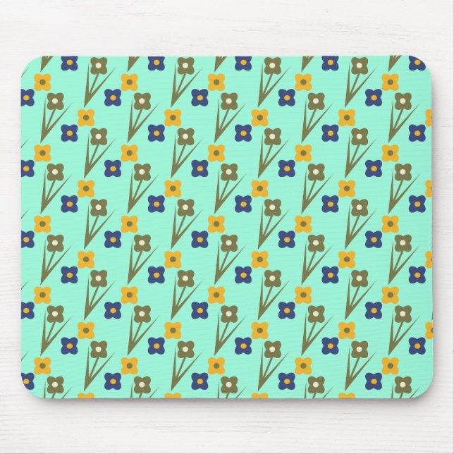Custom Mouse Pad Abstract Florals Aqua (Front)
