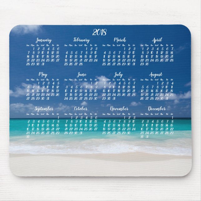 Custom Mouse Pad Calendar 2018 Beach (Front)
