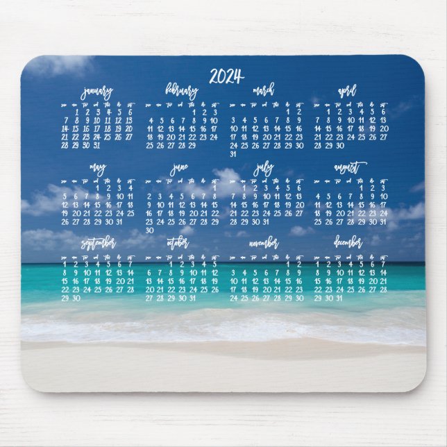 Custom Mouse Pad Calendar 2024 Beach (Front)