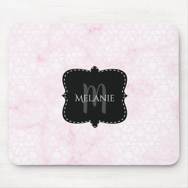 Custom Mouse Pad Pink Dusty Geometric Marble (Front)