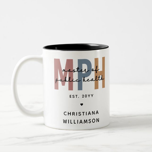 Custom MPH Master of Public Health Graduation Two-Tone Coffee Mug (Left)
