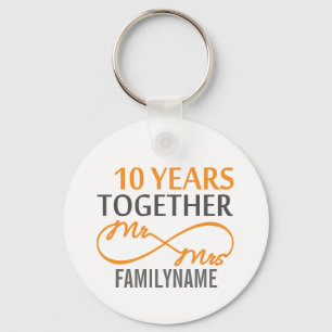 Custom Mr and Mrs 10th Anniversary Key Ring