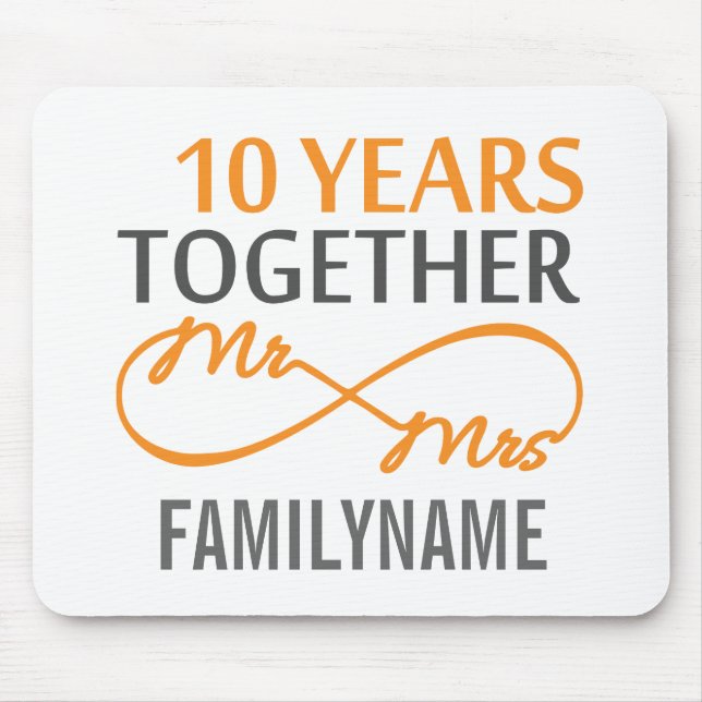 Custom Mr and Mrs 10th Anniversary Mouse Pad (Front)