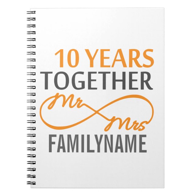Custom Mr and Mrs 10th Anniversary Notebook (Front)