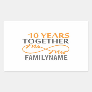 Custom Mr and Mrs 10th Anniversary Rectangular Sticker