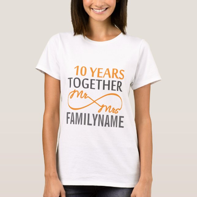 Custom Mr and Mrs 10th Anniversary T-Shirt (Front)