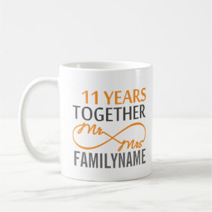 Custom Mr and Mrs 11th Anniversary Coffee Mug