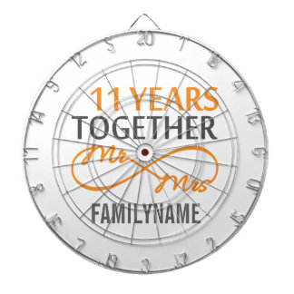 Custom Mr and Mrs 11th Anniversary Dartboard