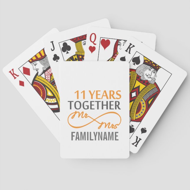 Custom Mr and Mrs 11th Anniversary Playing Cards (Back)