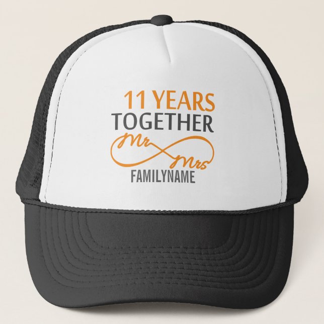 Custom Mr and Mrs 11th Anniversary Trucker Hat (Front)