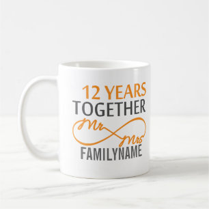 Custom Mr and Mrs 12th Anniversary Coffee Mug