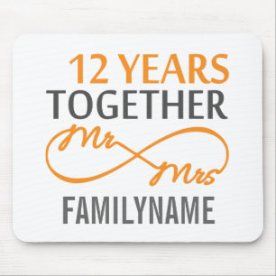Custom Mr and Mrs 12th Anniversary Mouse Pad