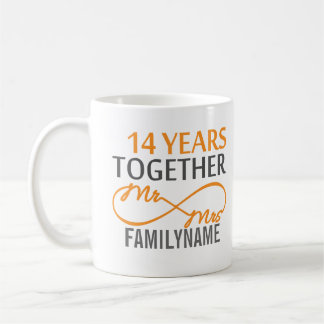 Custom Mr and Mrs 14th Anniversary Coffee Mug