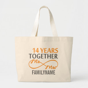 Custom Mr and Mrs 14th Anniversary Large Tote Bag