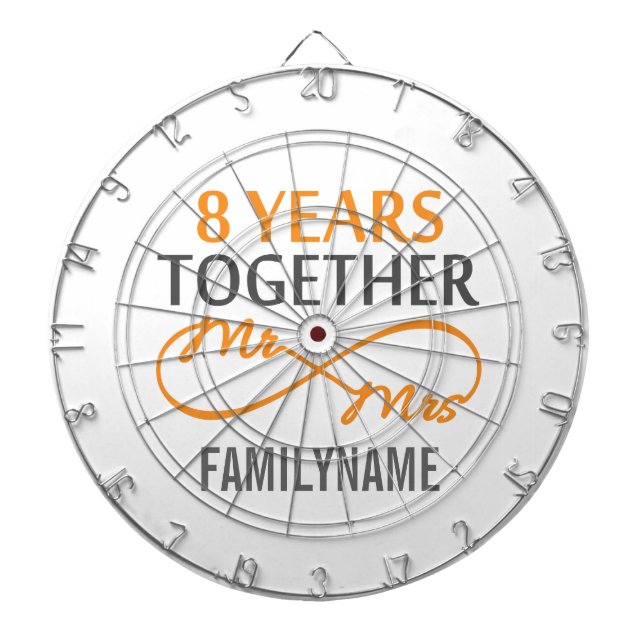 Custom Mr and Mrs 15th Anniversary Dartboard (Front)