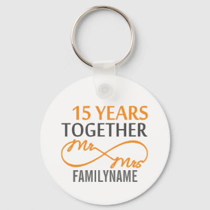 Custom Mr and Mrs 15th Anniversary Key Ring