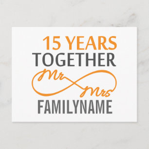 Custom Mr and Mrs 15th Anniversary Postcard