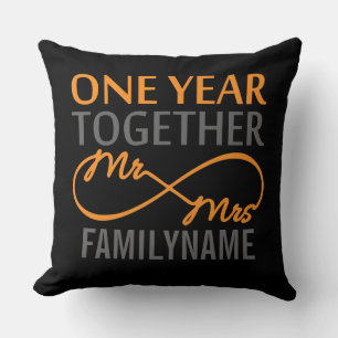 Custom Mr and Mrs 1st Anniversary Cushion
