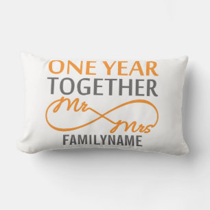 Custom Mr and Mrs 1st Anniversary Lumbar Cushion