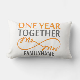 Custom Mr and Mrs 1st Anniversary Lumbar Cushion