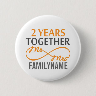 Custom Mr and Mrs 2nd Anniversary 6 Cm Round Badge