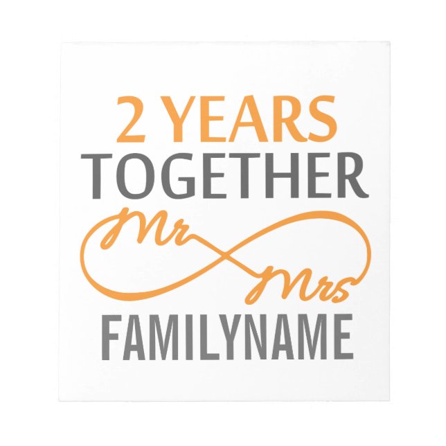 Custom Mr and Mrs 2nd Anniversary Notepad (Front)