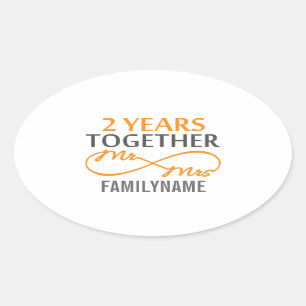 Custom Mr and Mrs 2nd Anniversary Oval Sticker