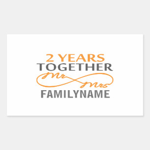 Custom Mr and Mrs 2nd Anniversary Rectangular Sticker