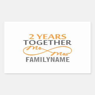 Custom Mr and Mrs 2nd Anniversary Rectangular Sticker
