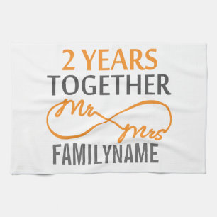 Custom Mr and Mrs 2nd Anniversary Tea Towel